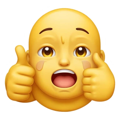 Yellow emoji ugly crying but pushing through the pain and giving a thumbs up sticker