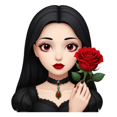 Gothic black nails holding rose  sticker