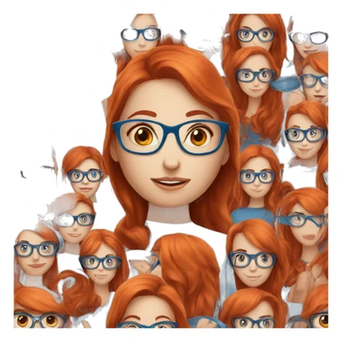 long Red-hair-girl blue-eyes with glasses sticker