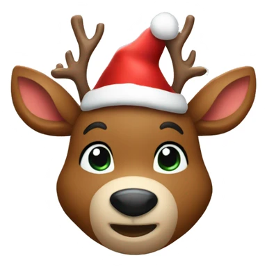 Cute Rudolph the red nosed reindeer wearing Santa hat  sticker
