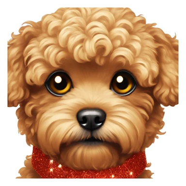 Red maltipoo with glitter garland around his neck sticker