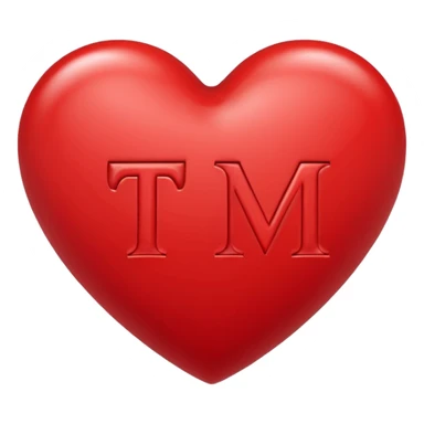 t and m initials inside a heart sticker