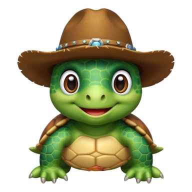 cute turtle wearing a cowboy hat sticker