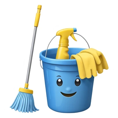 bucket with cleaning equipment sticker