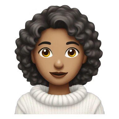 Beautiful girl with dark wavy hair in white fluffy sweater sticker