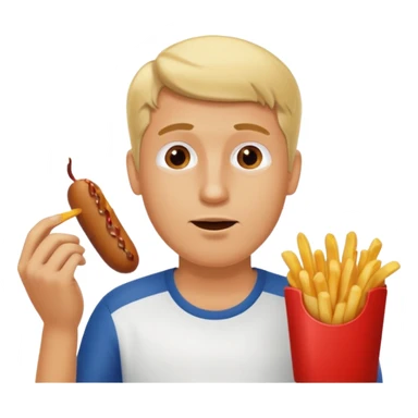 Hombre Rubio con una salchipapas pero la salchicha está quemada sticker