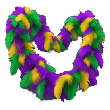 Realistic isolated single stretched out mardi gras color feather boa. sticker