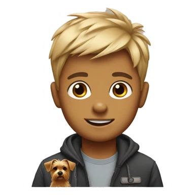 Boy with a dog Yorkshire Terrier sticker