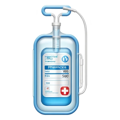 Hospira, BBraun, Hospital Intravenous fluid bag, 2 ports located on the bottom side, and is filled with 500ml, pharmacy label sticker