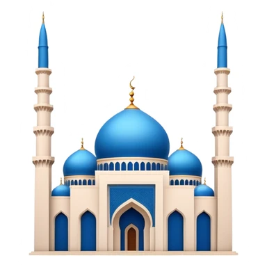 Realistic Mohammad Al-Amin Mosque Landmark Emoji, highlighting its striking blue dome, tall minarets, and elegant Arabic calligraphy. sticker