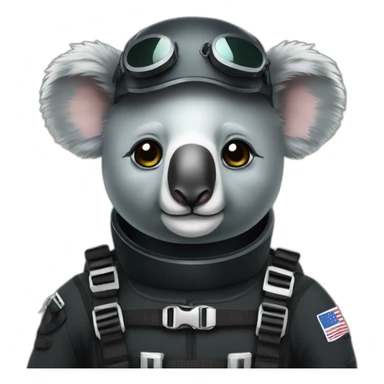 koala in black diving suit sticker