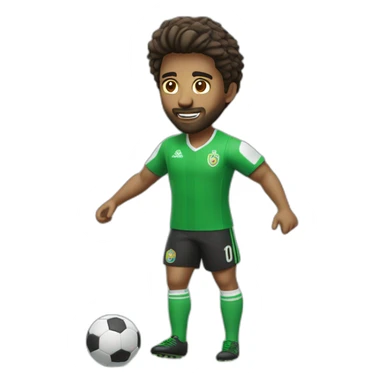 futbolista con balón pies y camiseta verde jugando piel blanca y pelo verde sticker