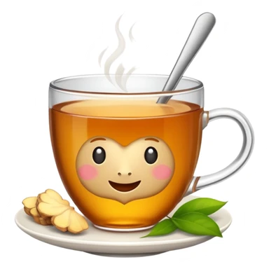 cup of tea with ginger root sticker