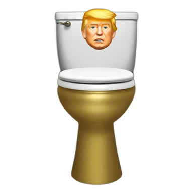 Trump stands on a golden toilet sticker