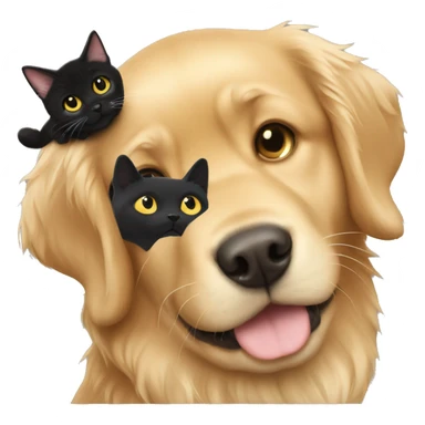 Golden retriever and black cat  sticker