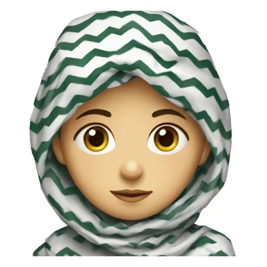 A sad Palestinian child wearing a keffiyeh sticker