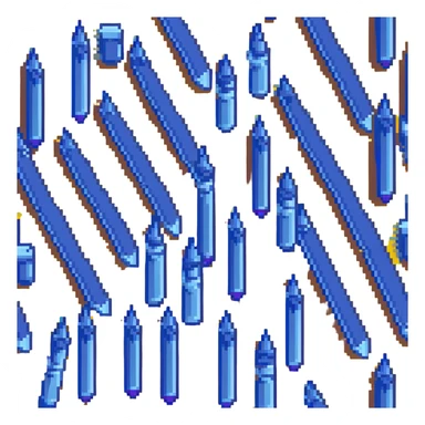 Eleven blue crayons arranged in various positions sticker