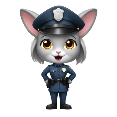 grey girl rabbit police sergeant sticker