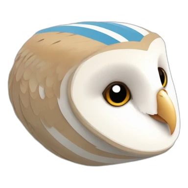 Barn Owl with bright blue and white stripes sticker