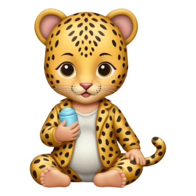 baby with leopard patterned clothes sticker
