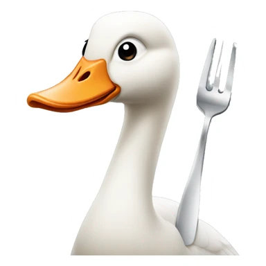 Goose with a fork in its beak sticker