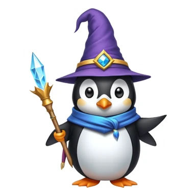 penguin wizard with wand and hat sticker