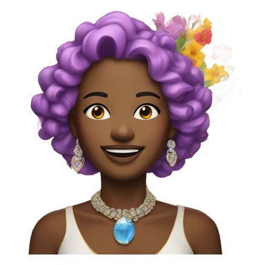 happy portrait with jewelry and flowers sticker