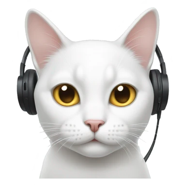white cat using earphone sticker