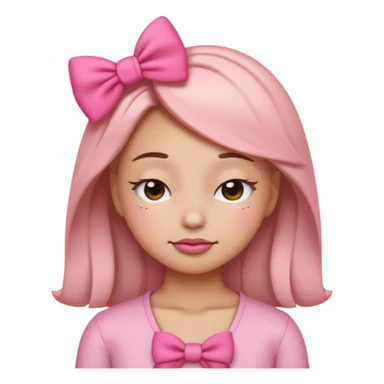 sassy girly emoji with pink bow, closed eyes, confident smirk



 sticker