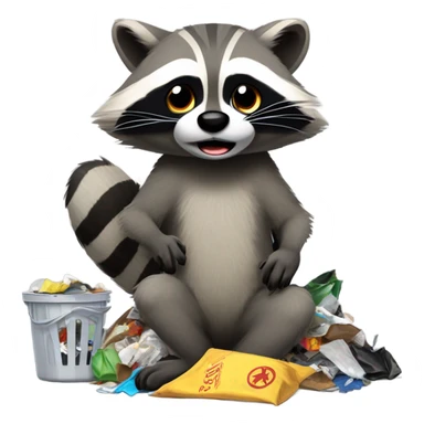 Raccoon cleaning trash sticker