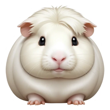Cinematic Noble White Guinea Pig Portrait Emoji, Poised and regal, with a compact, chubby build and a pristine, well-groomed pure white fur, deep-set soulful dark eyes, Simplified yet sharp and sophisticated features, highly detailed, glowing with a soft, dignified glow, high shine, intelligent and sweet, stylized with an air of gentle purity, focused and attentive, soft glowing outline, capturing the essence of a watchful and confident little companion, so majestic it feels as though it could scurry out of the screen with effortless authority! sticker