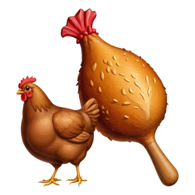 a steak shape beside a stylized chicken drumstick sticker
