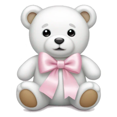 Baby white teddy bear with light pink bow sticker