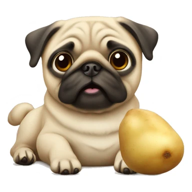 Pug dog with a potatoes  sticker