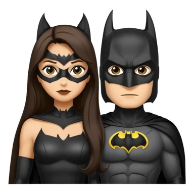 Tan Batman and tan catwoman with long dark hair sticker