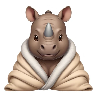 Cute rhino cozy in blanket  sticker