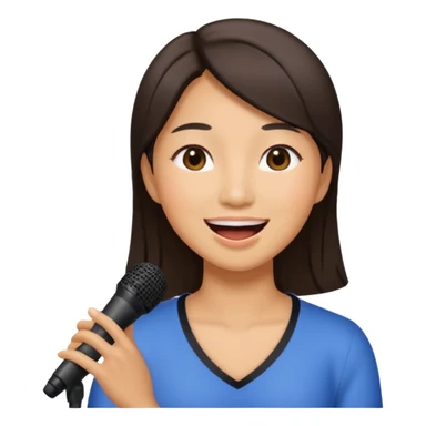 asian woman singing no microphone sticker