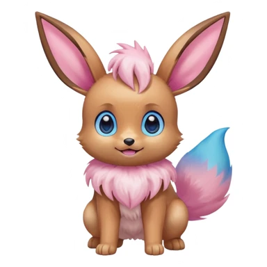 Kawaii Shiny Colorful Pastel Eevee Full Body sticker