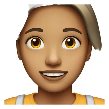 girl with top lip tucked in and teeth showing  sticker