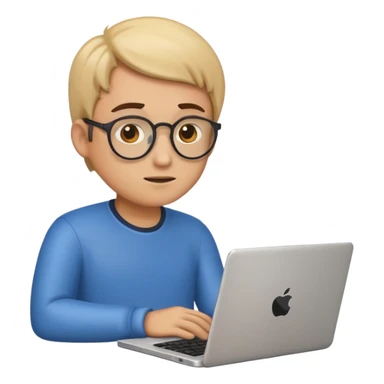 programmer emoji with laptop, pondering, no thought bubble sticker