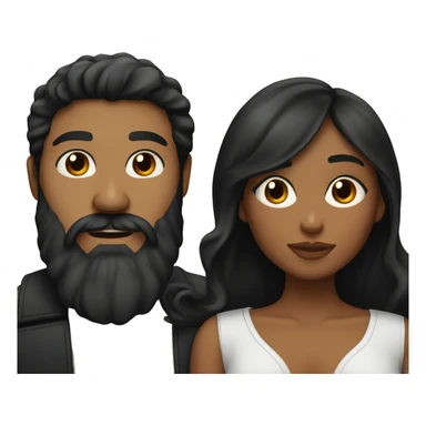 Medium skinned toned bearded man with black kissing medium skin toned girl with black long hair sticker