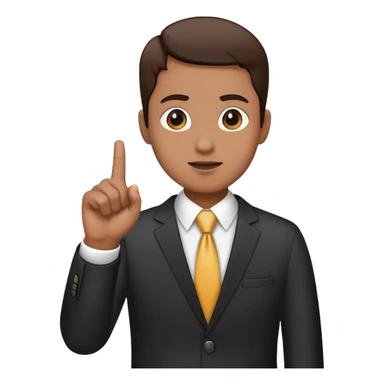 Person in business attire showing one finger pointing up sticker