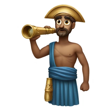 Ancient Greek sailor holding a telescope sticker