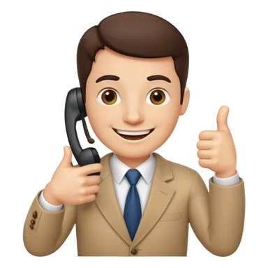 boss on a phone call, giving a thumbs up sticker