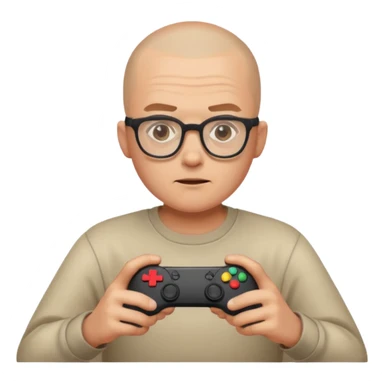 Homme qui joue à la console avec des lunettes et crâne raser sticker