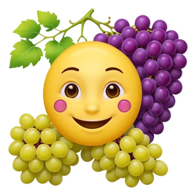 Yellow circular emoji eating grapes sticker