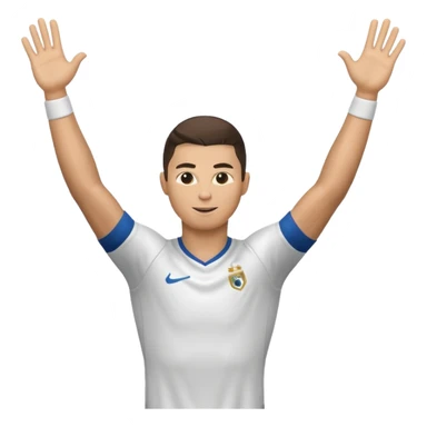 Cristiano Ronaldo inspired emoji, performing signature 'Sii' celebration, arms outstretched sticker