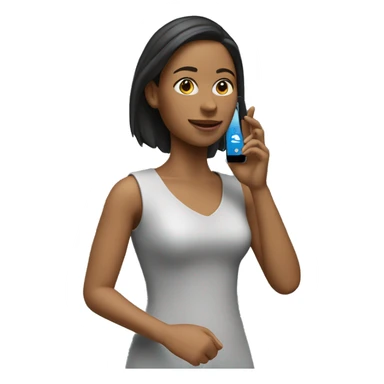 Woman with mobile 3d model sticker