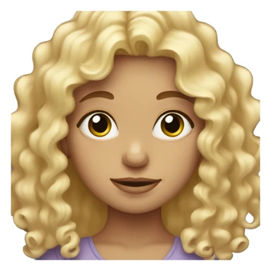 blonde haired girl with curly hair with heart hands  sticker