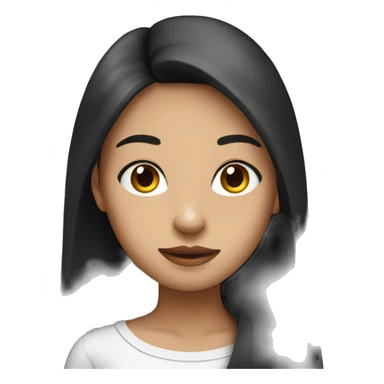 Girl with long dark hair and scoop neck long sleeve shirt sticker